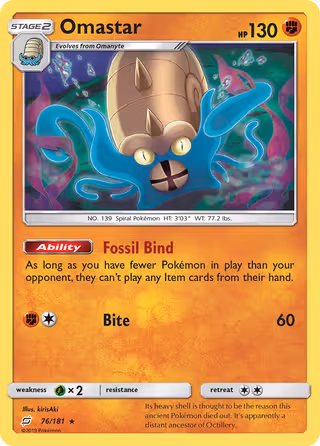 Omastar 76/181 Pokemon card