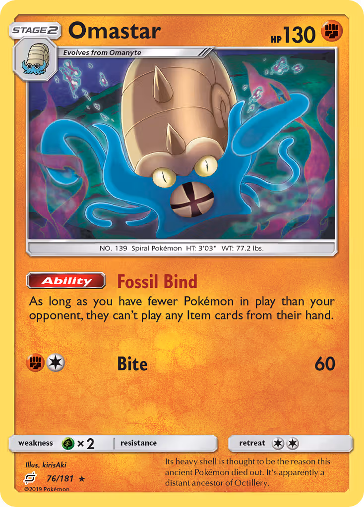 Omastar 76/181 Pokemon card