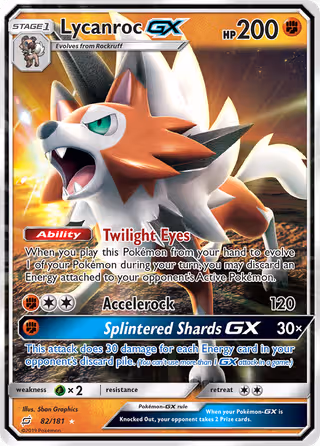 Lycanroc GX 82/181 Pokemon card