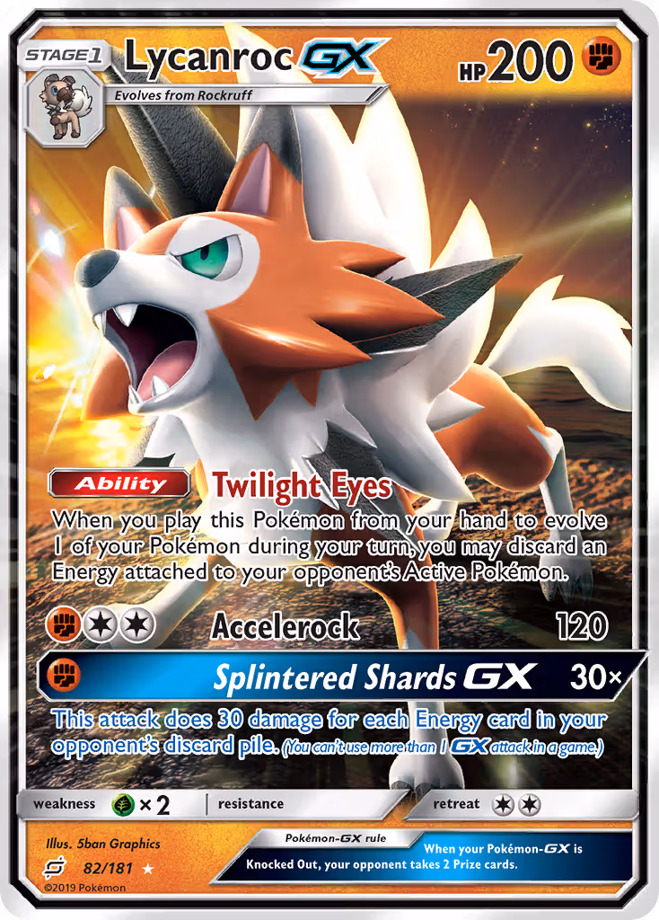Lycanroc GX 82/181 Pokemon card