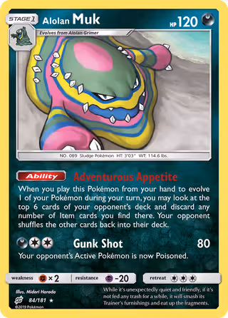Alolan Muk 84/181 Pokemon card