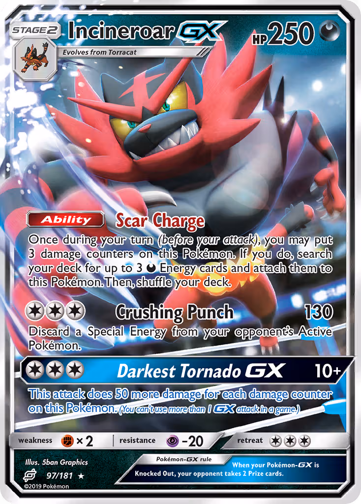 Incineroar GX 97/181 Pokemon card