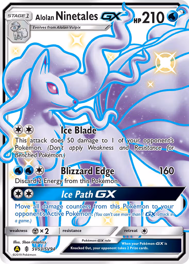 Alolan Ninetales-GX SV53 Pokemon card