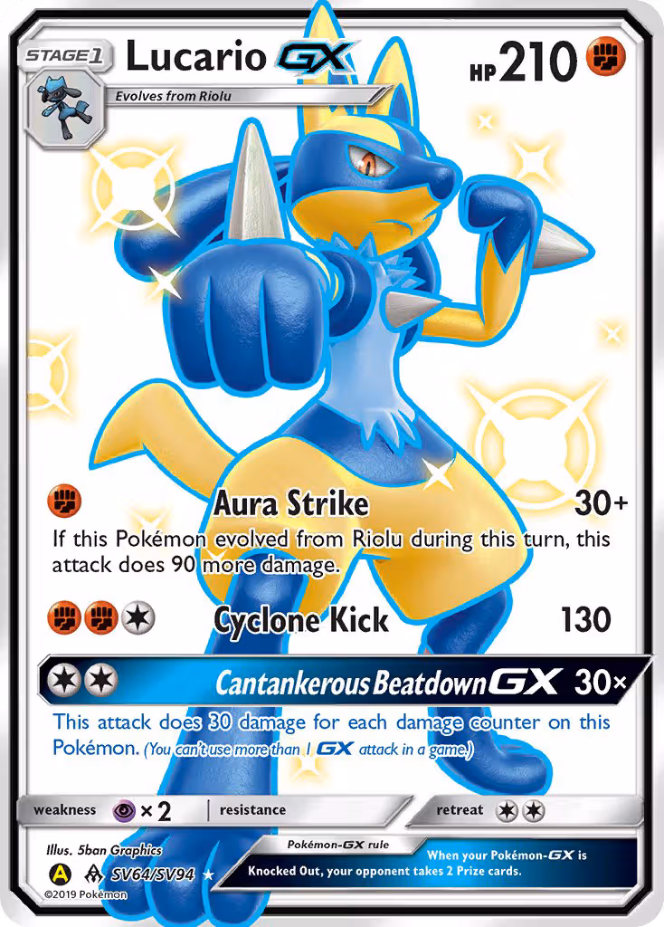 Lucario-GX SV64 Pokemon card