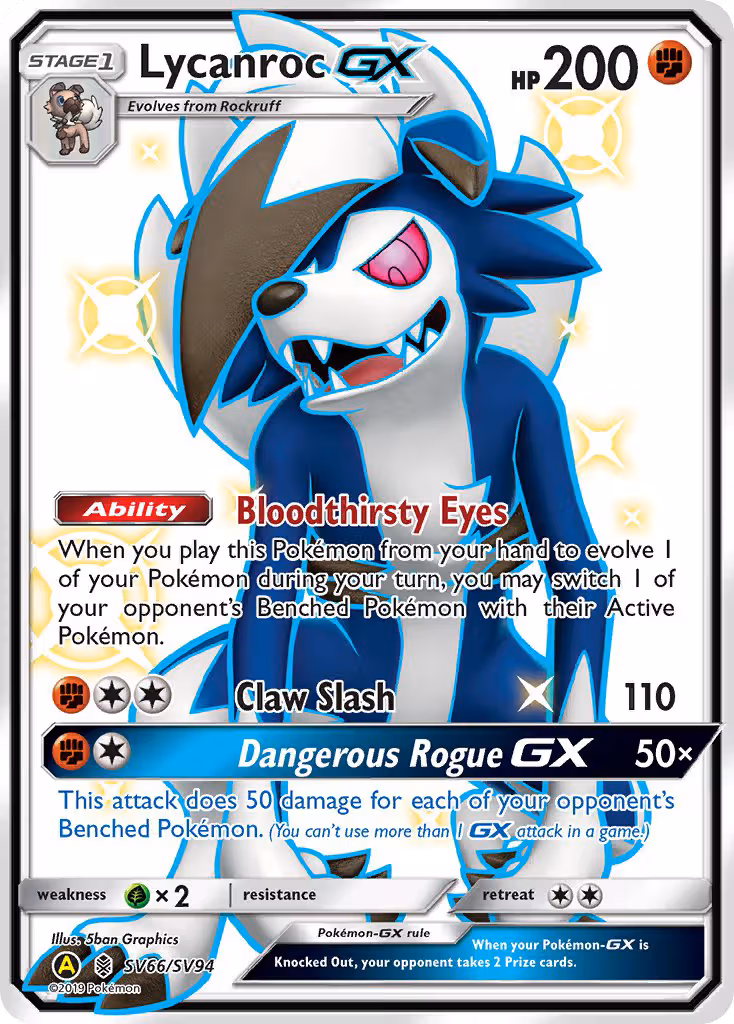 Lycanroc-GX SV66 Pokemon card