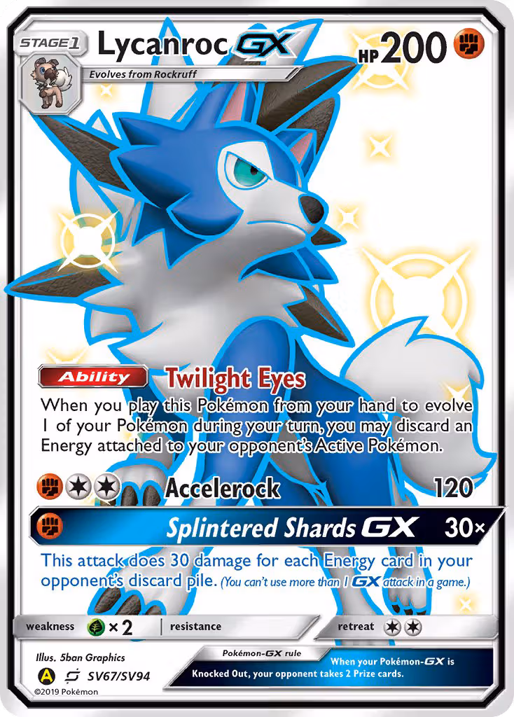 Lycanroc-GX SV67 Pokemon card