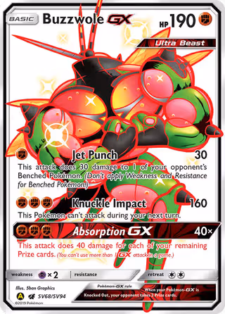 Buzzwole-GX SV68 Pokemon card