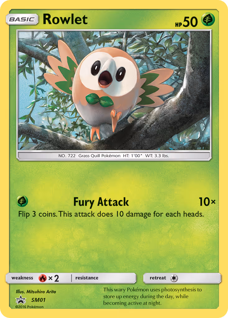 Rowlet SM01 Pokemon card