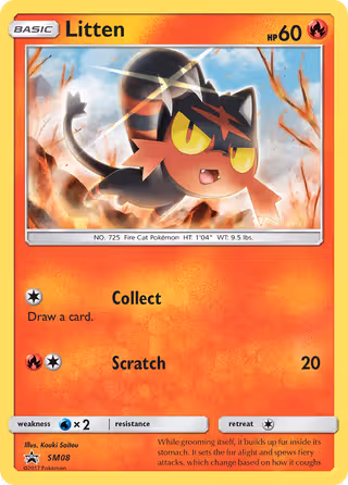 Litten SM08 Pokemon card
