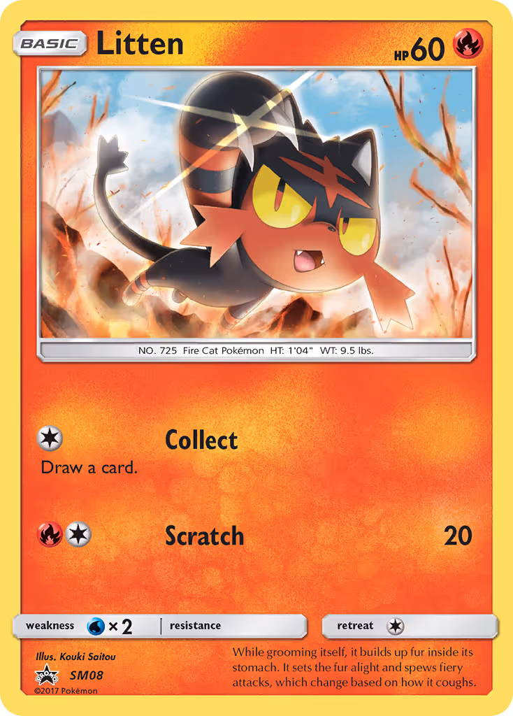 Litten SM08 Pokemon card