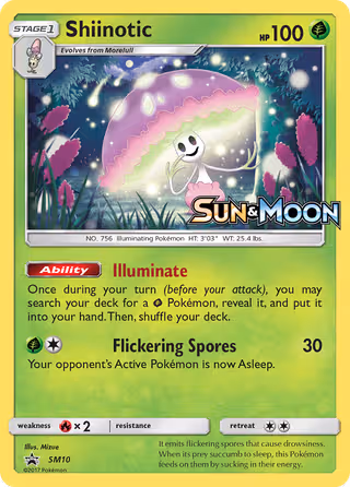 Shiinotic SM10 Pokemon card