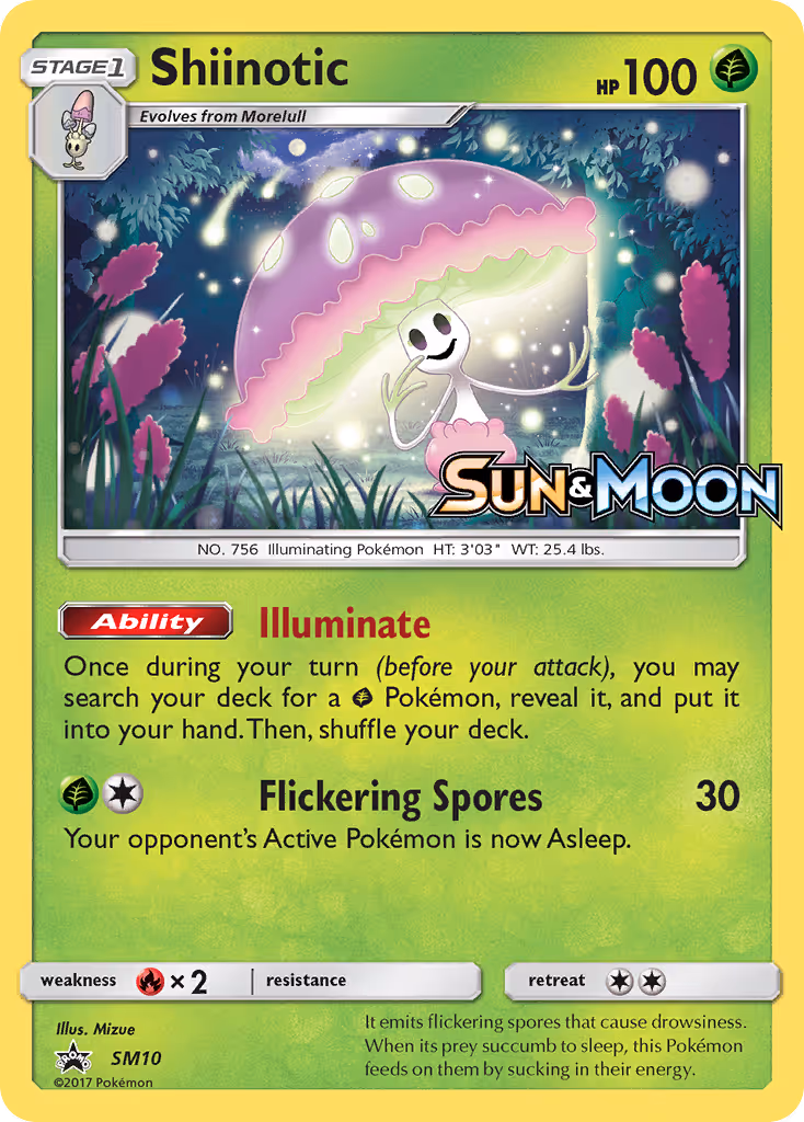 Shiinotic SM10 Pokemon card