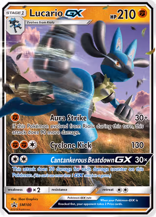 Lucario GX SM100 Pokemon card
