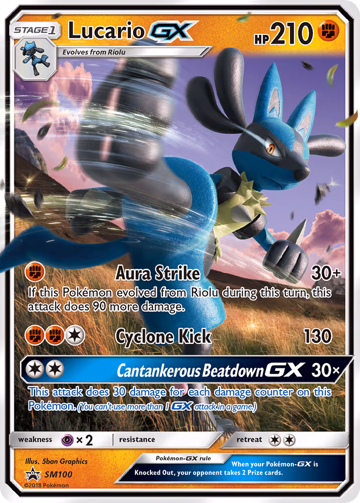 Lucario GX SM100 Pokemon card