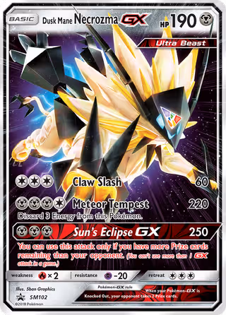 Dusk Mane Necrozma GX SM102 Pokemon card