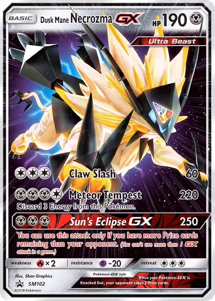 Dusk Mane Necrozma GX SM102 Pokemon card