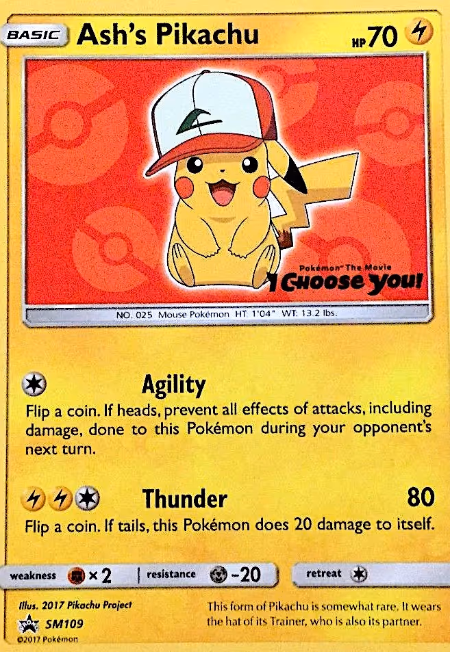 Ash's Pikachu SM109 Pokemon card