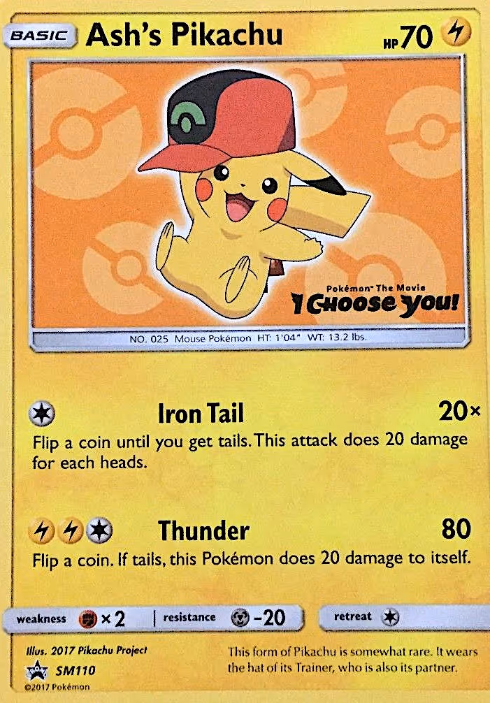 Ash's Pikachu SM110 Pokemon card