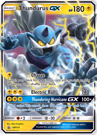 Thundurus GX SM133 Pokemon card