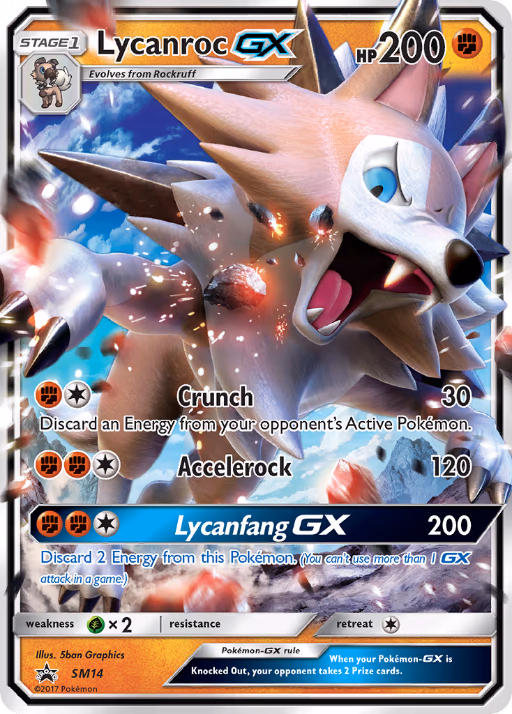 Lycanroc GX SM14 Pokemon card