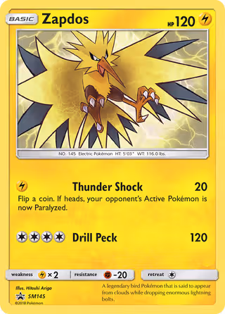 Zapdos SM145 Pokemon card
