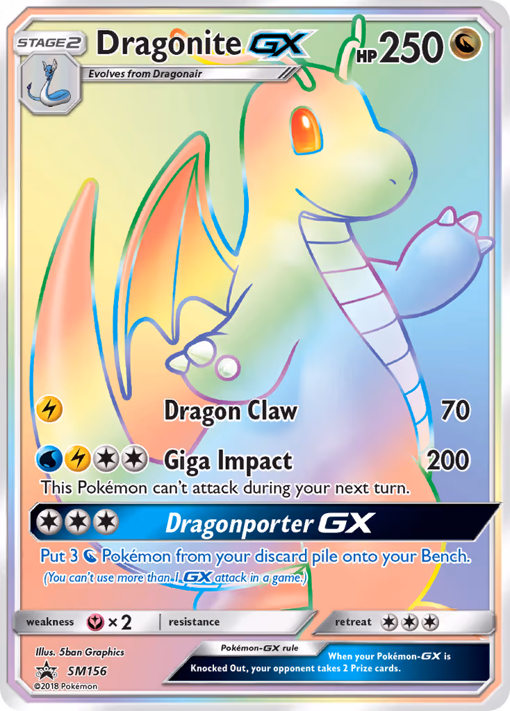 Dragonite GX SM156 Pokemon card