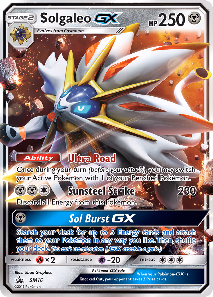 Solgaleo GX SM16 Pokemon card