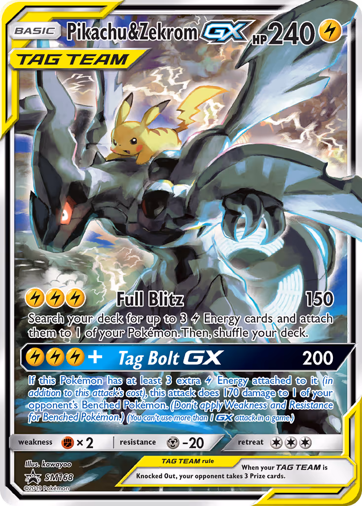 Pikachu & Zekrom GX SM168 Pokemon card
