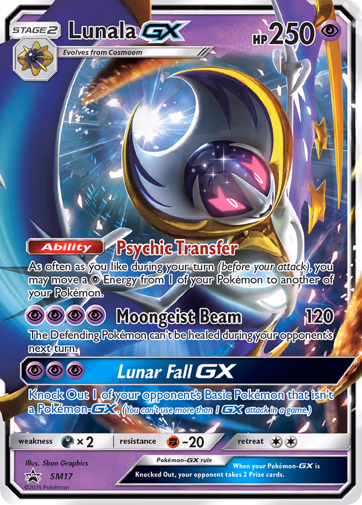 Lunala GX SM17 Pokemon card