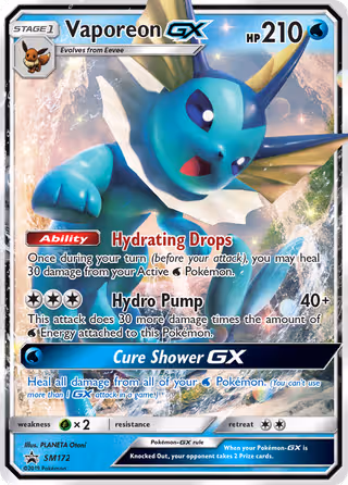 Vaporeon GX SM172 Pokemon card
