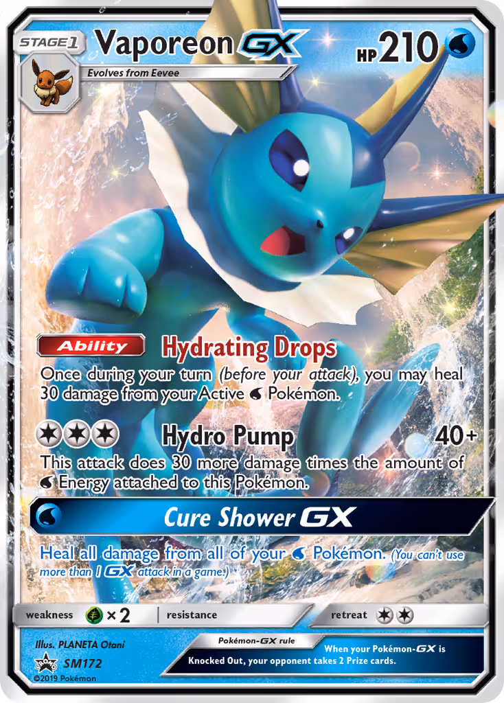 Vaporeon GX SM172 Pokemon card