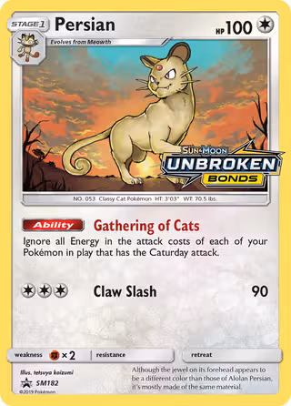 Persian SM182 Pokemon card