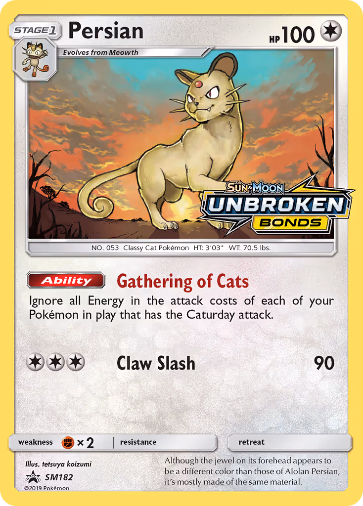 Persian SM182 Pokemon card