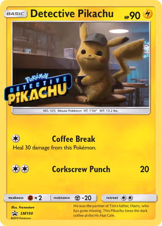 Detective Pikachu SM190 Pokemon card