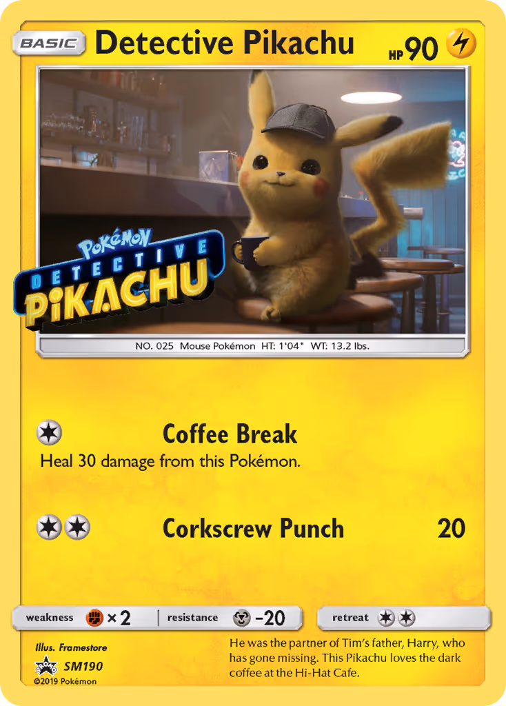 Detective Pikachu SM190 Pokemon card