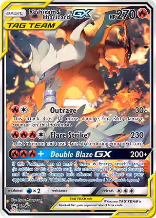 Reshiram & Charizard GX SM201 Pokemon card