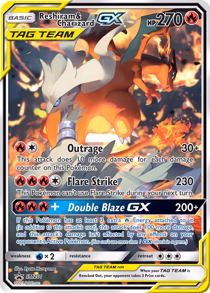 Reshiram & Charizard GX SM201 Pokemon card