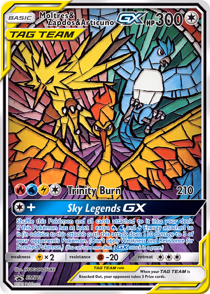 Moltres & Zapdos & Articuno GX SM210 Pokemon card