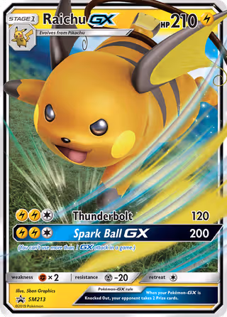 Raichu GX SM213 Pokemon card