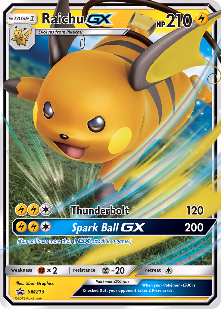 Raichu GX SM213 Pokemon card
