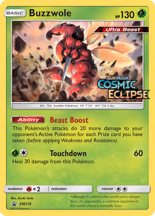 Buzzwole SM218 Pokemon card