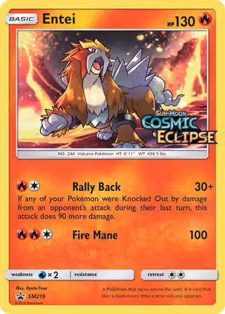 Entei SM219 Pokemon card