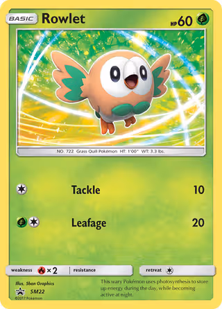 Rowlet SM22 Pokemon card