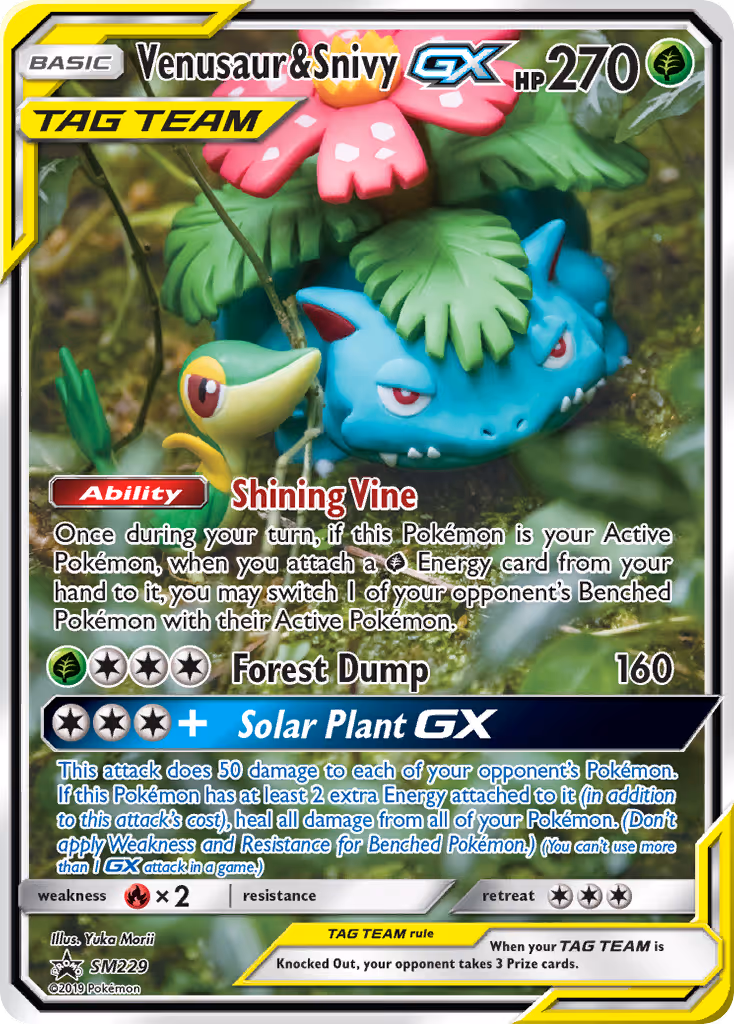 Venusaur & Snivy GX SM229 Pokemon card