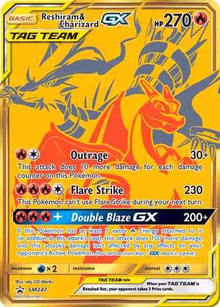 Reshiram & Charizard GX SM247 Pokemon card