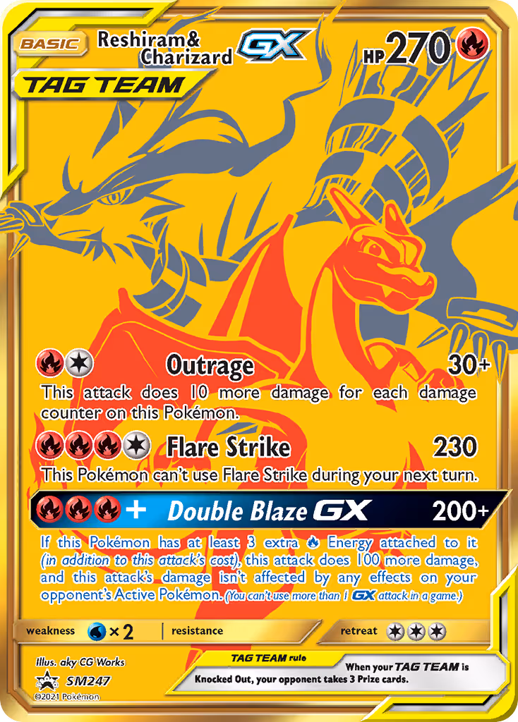 Reshiram & Charizard GX SM247 Pokemon card