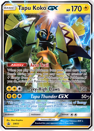 Tapu Koko GX SM33 Pokemon card