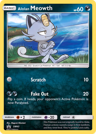 Alolan Meowth SM43 Pokemon card