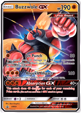 Buzzwole GX SM69 Pokemon card