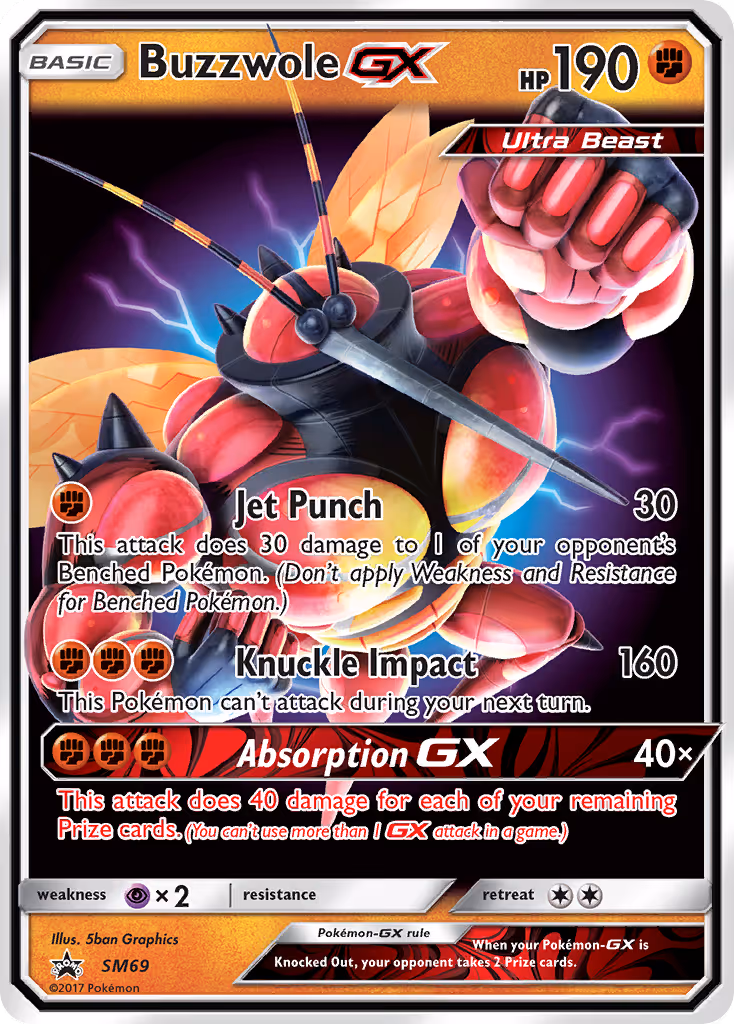 Buzzwole GX SM69 Pokemon card